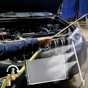 39 INCH 14 Hole'' Portable Radiator Cleaning Wand, 4500 PSI Radiator Flush and Cleaner Tool, Quick Cleaning, Two 1/4'' Quick Coupler, Radiator Pressure Washer Tool Fit for Household Cars, Trucks,39 inch RV Radiators