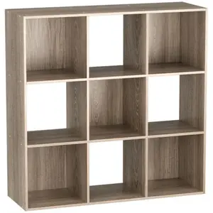 Zenstyle 9-Cube Wooden Bookshelf with Storage, Natural Finish, Removable Back Panel, Instruction-Included Indoor Shelving for Living Room