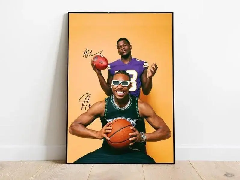 (No Frame) Anthony Edwards and Justin Jefferson Minnesota?s Coldest Poster Signature, Anthony Edwards Poster, Ant Man Poster, Wall Art Decor, Gift for Basketball Lover, Gift Ideas