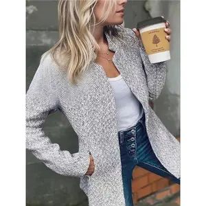 Women's Solid Color Pocket Long Sleeve Open Front Coat, Casual Fit Longline Outerwear for Fall & Winter, 2025 Jackets for Women, Ladies Fitted Clothes for Daily Wear, Everyday Clothes for Women, Tops, Womenswear, Workwear(Sheets)