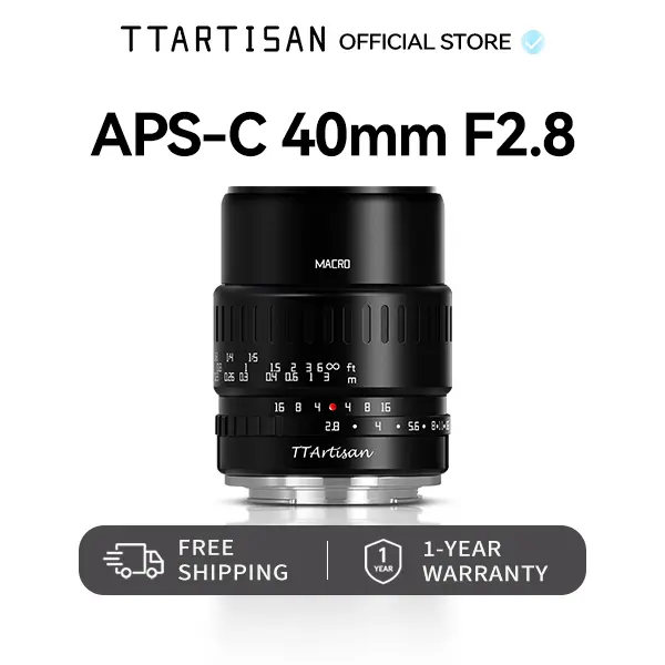 TTARTISAN 40mm F2.8 Macro APS-C Manual Focus Camera Lens for Fuji X Mount - 1:1 Close-Up, Street Photography Compatible Camera Lens