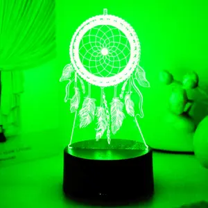 3D Dreamcatcher Night Light, USB Powered Touch Control Rgb7 Color Gradient Lamp, Home Decor Bedside Table Lamp, Creative Gift Idea, Ambient Lighting