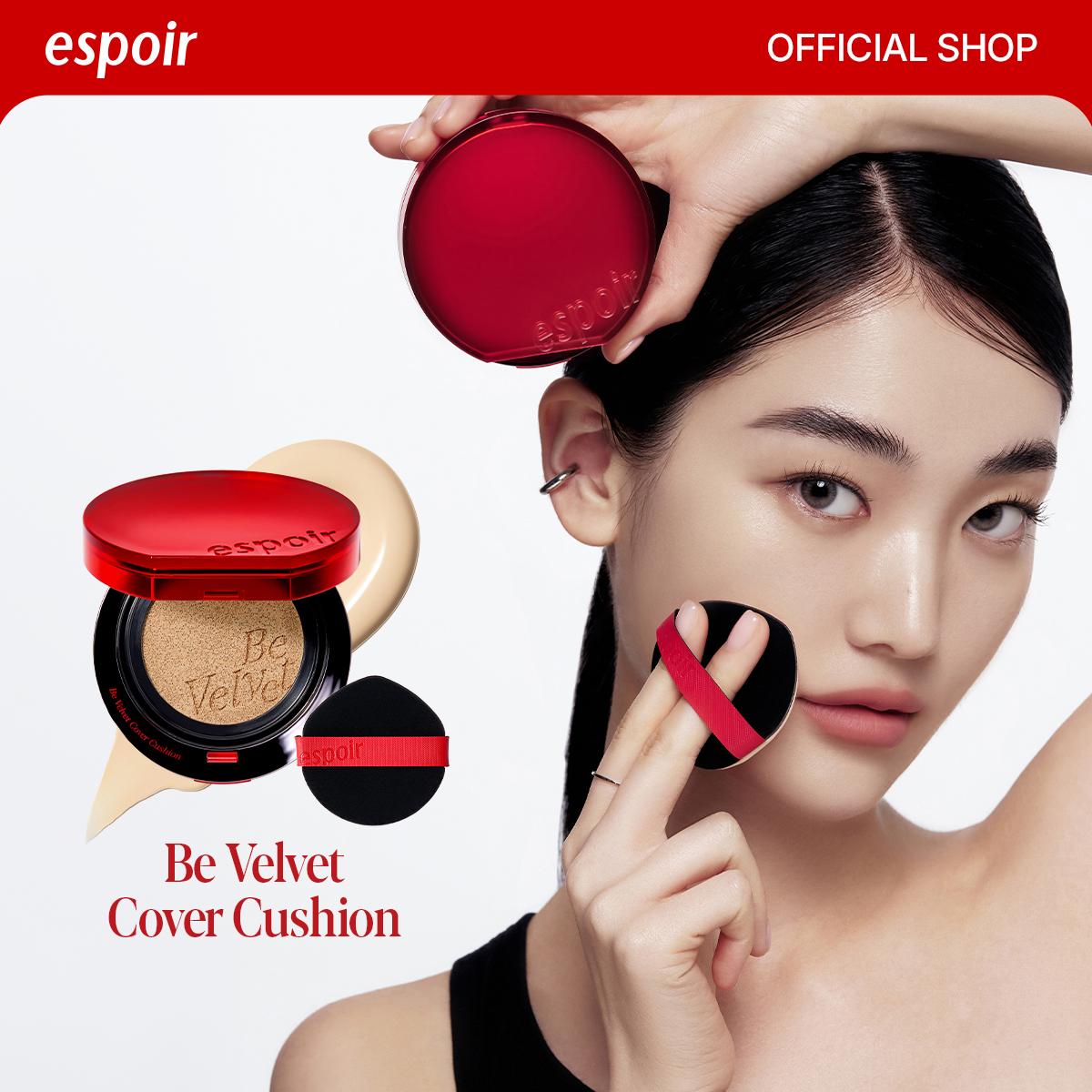 [Espoir Official] Be Velvet Peptide Cover Cushion | Full Coverage + Skincare in One Tap, Zero Oxidation, Lightweight Semi-matte Finish, Long-lasting | Vegan K-beauty(30 Shades)