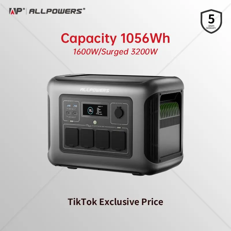 (2026 NEW)ALLPOWERS R1500LITE Portable Power Station 1056Wh and P1800(1024Wh),Fast charging,LiFeP04 Battery,Suitable for OutdoorCamping,RV,Home Backup Power Station Solar Generator