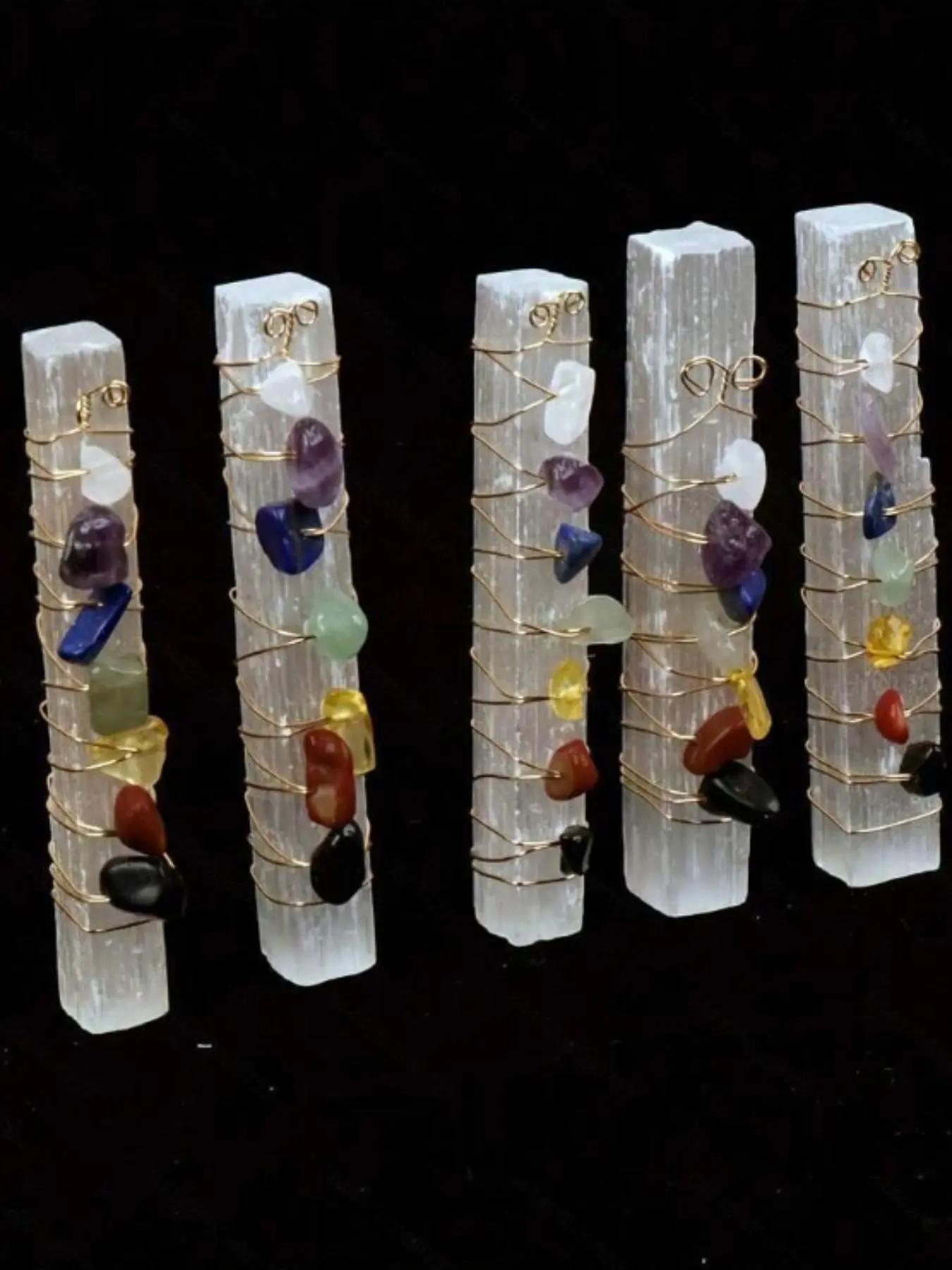 7 Chakra Natural Stone Wand for Meditation, Healing Crystal Roller Stick for Charging and Cleansing, Chakra Healing Crystals, Chakra Healing Stones, Perfect Yoga Decoration Gift