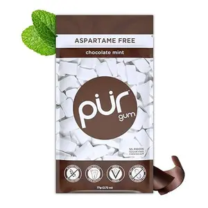 PUR Gum | Aspartame Free Chewing Gum | 100% Xylitol | Natural Chocolate Mint Flavored Gum