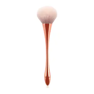 1PC Rose Gold Hourglass Setting Powder Brush - Soft Bristle Makeup Tool with Christmas Theme Color. Luxe Cosmetic Essential for Flawless Finish. Perfect Christmas Gift for Beauty Lovers.