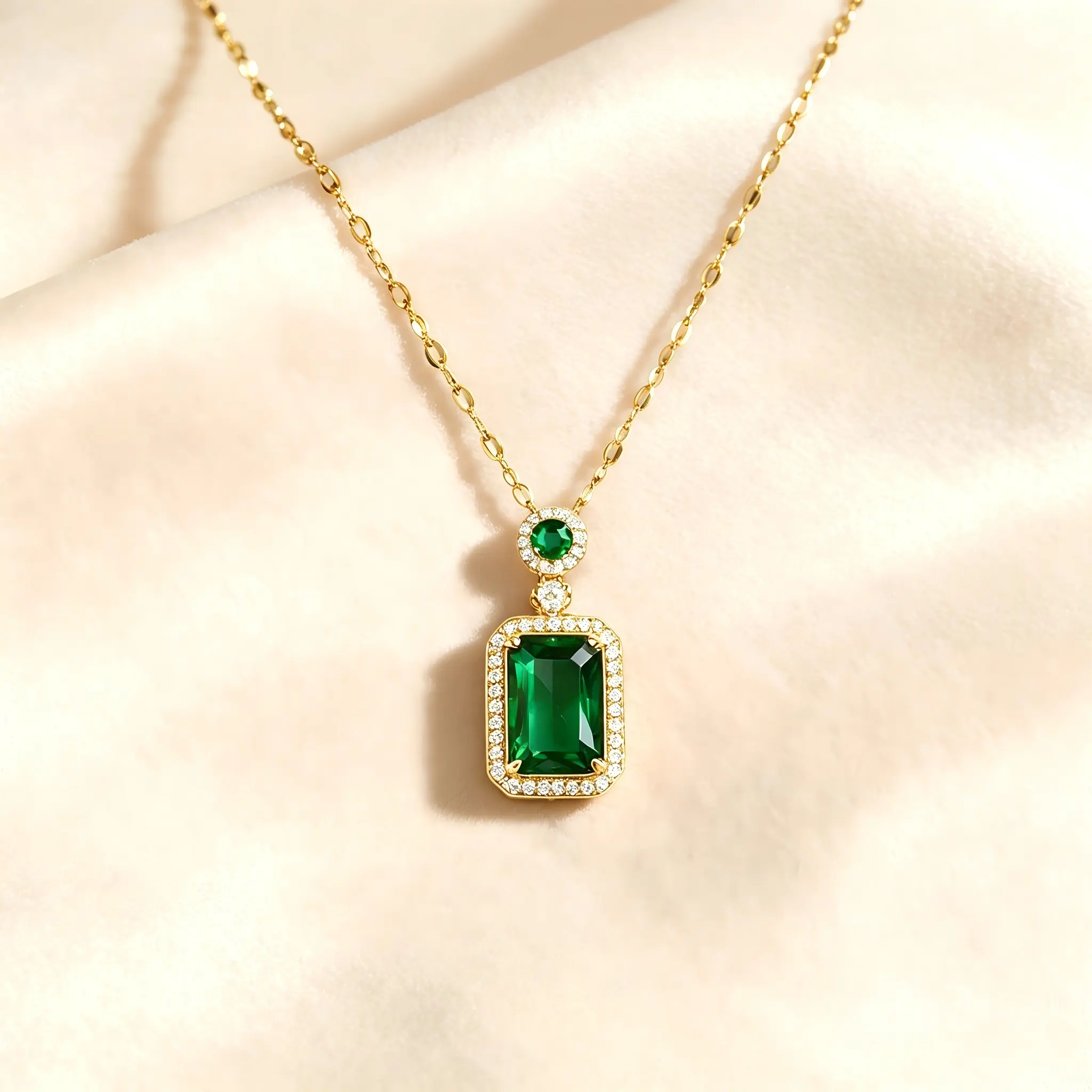 Vintage Inspired Emerald Cut Pendant Necklace, Dainty Adjustable Choker Chain with Sparkling Decorative Rhinestones & Embedded Stones, Minimalist Gold Shimmer Everyday Jewelry Gift for Women, Decorative Rhinestones Necklaces, Embedded Stones Necklaces