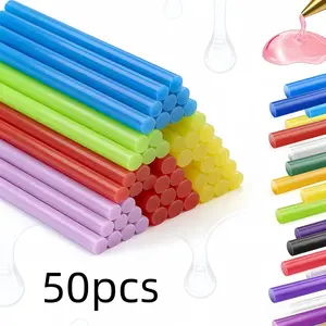50 Colorful Hot Melt Glue Sticks, Size 0.7cm X 10cm, Ideal for Handmade Crafts, DIY Projects, General Repair, Holiday Decorations