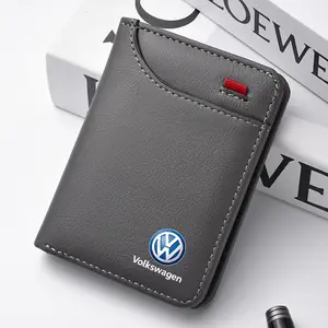PU Leather Car Logo Credit Card Purse, Portable Small Durable Wallet Credit Card Organizer for Vw Volkswagen Passat B5 B6 B7 Polo Tiguan Golf Scirocco Lavida Santana Touran Magotan