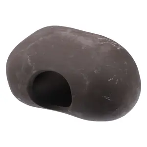 VOCOSTE Aquarium Decorations Hideaway Rock Cave, Ceramic Fish Tank Decor Stone for Aquatic Pets to Breed Play Rest, Brown, 3.72x2.58x2.00 Inches