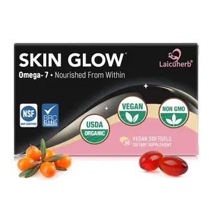 Laicuherb Skin Glow Sea Buckthorn Oil Capsules Support Face, Hair & Nails with Omega 3 6 9 & 7, Co2 Extracted, USDA-Certified Himalayan Sea Buckthorn Berry Omega 3 Supplement Support Skin Hydration & Elasticity