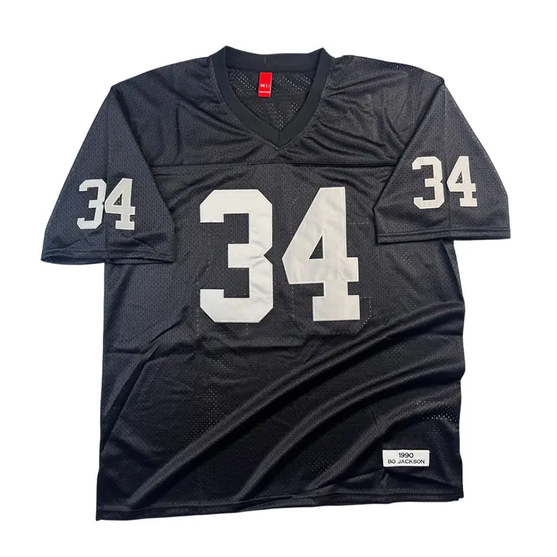 Cool Men's American Football Jersey, Classic 90s Style #34 with Stitched Numbers, Breathable V-Neck Mesh Top for Football Fans, Gameday Ready, Cool Men's American Football Tops