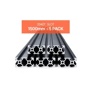 Fathersdaygift Anodized T-Slot 2040 Aluminum Extrusion Profile, 5PCS 1500mm (59in) European Standard High-Strength Linear Rail for 3D Printers, CNC Machines, DIY Projects, Blackdealsforyoudays