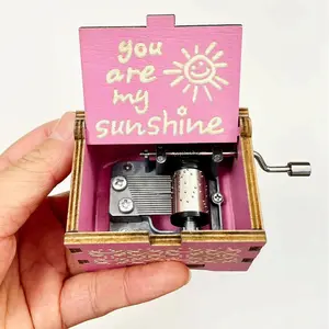 Wooden Hand Crank Music Box You Are My Sunshine Birthday gift