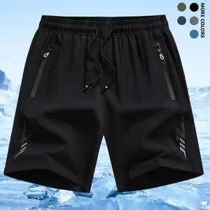 Men’s casual minimalist comfort shorts with zippered pockets and drawstring; quick-drying, comfortable summer outdoor fitness wear. Casual shorts with zippered pockets, slightly stretchy elastic waistband, and drawstring—suitable for summer gym workouts a