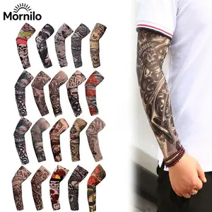10Pcs Tattoo Arm Sleeves, UPF50+ Ice Silk Cooling UV Protection Sun Sleeves, Stretch Breathable Temporary Tattoo Covers for Driving Fishing Outdoor Sports Men Women