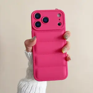 Full coverage shockproof puffer phone case, fluffy, soft and skin-friendly, lightweight and fits the phone perfectly. Simple INS style and versatile protective case. Compatible with iPhone 11, 12, 13, 14, 15, 16, 17 Pro/PLUS/PM.