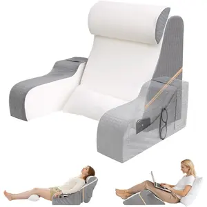 5PCS Reading Pillow for Sitting in Bed Adult, 2 in 1 Foldable Back Wedge Pillow for Sleep, Ergonomic Back Support Pillow with Arms for Watching TV, Gaming,