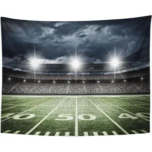 Emvency Tapestry Stadium Football Stadium Field Light Night Football Turf Home Decor Wall Hanging for Living Room Bedroom Dorm 30x40 Inches