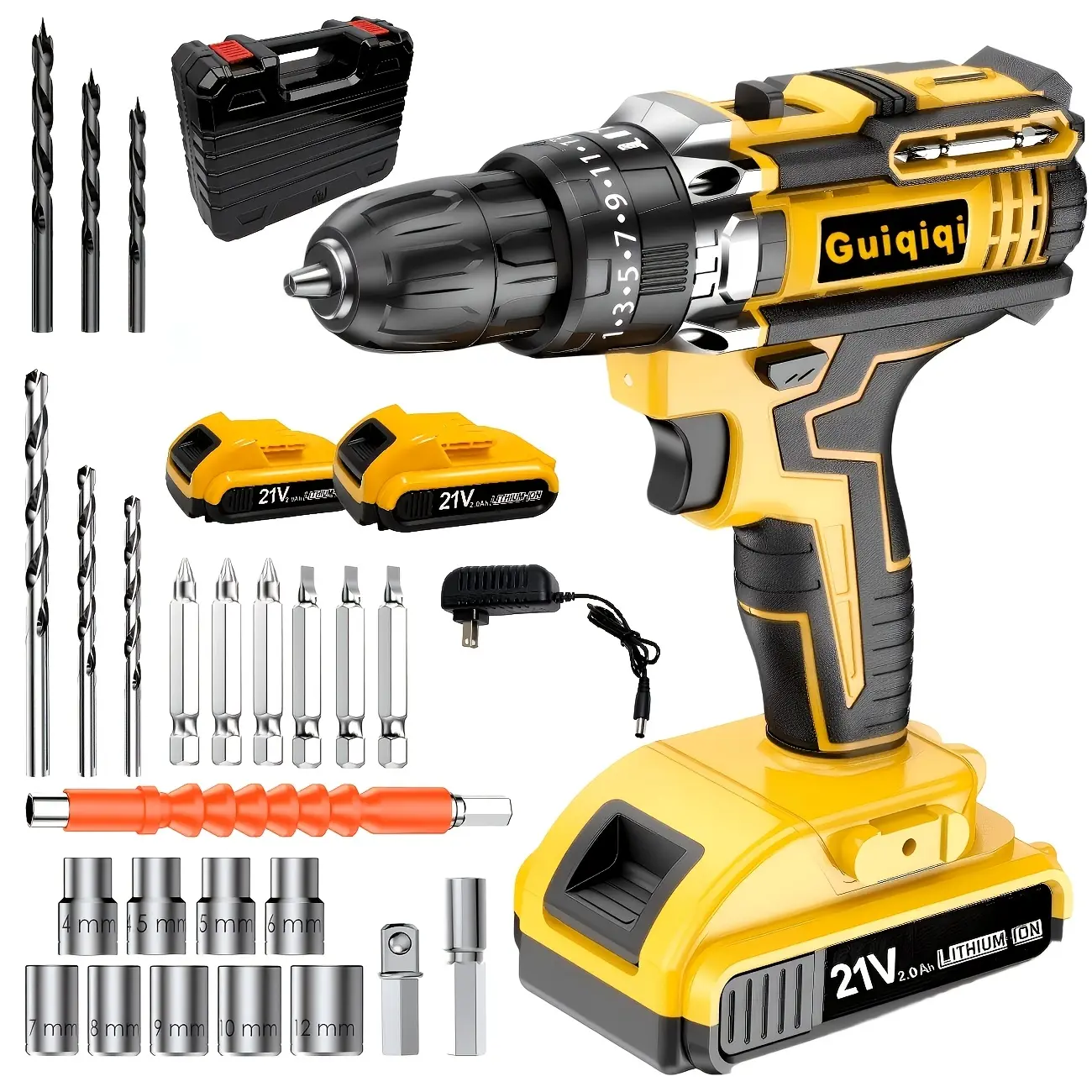 21V Cordless Impact Drill Set (high Capacity Battery And Fast Charging), Optional Drill Set And Storage Box, Equipped With Drill And Electric Screwdriver, With Work Light, Speed And Torque Adjustment, Men's Gift Father's Day Gift