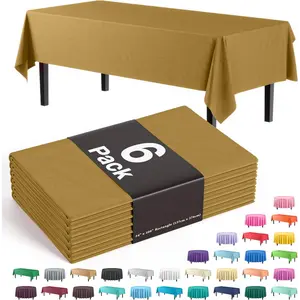 Party Solids 6-Pack Premium Plastic Tablecloth 54in. x 108in. Rectangle Plastic Table Cover - Light Blue