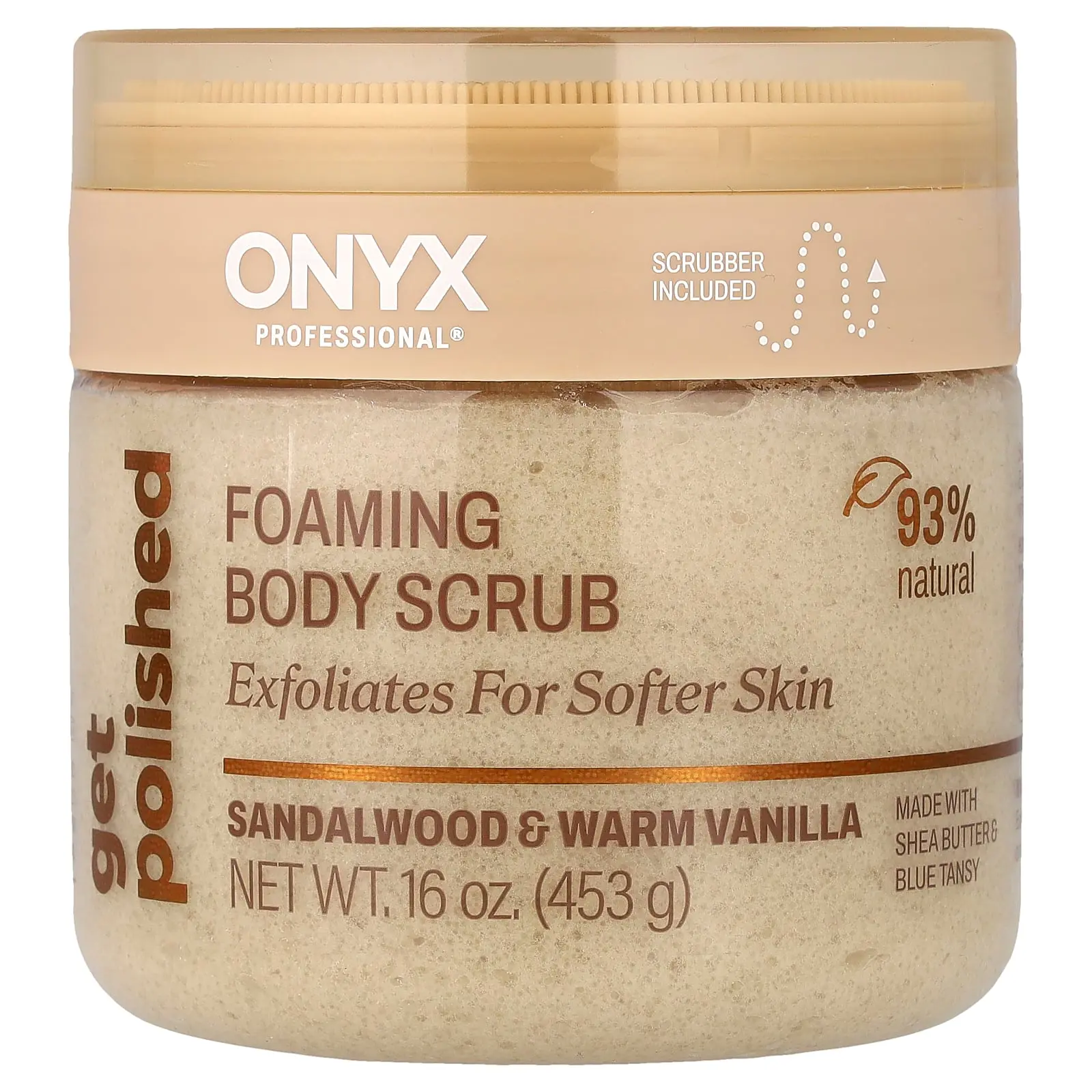 Onyx Professional Get Polished, Foaming Body Scrub, Sandalwood & Warm Vanilla, 16 oz (453 g)