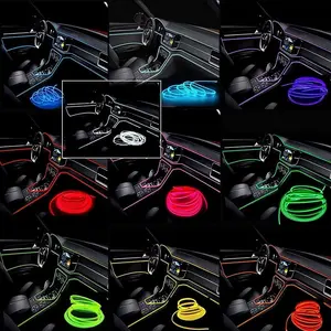 Car LED Strip Lights - 5M 5V USB Neon with Fuse Protection, 6mm Sewing Edge, Flexible Cuttable RGB Atmosphere Underglow for RGB Car Interior Automotive Decoration, Rgb Atmosphere Lights