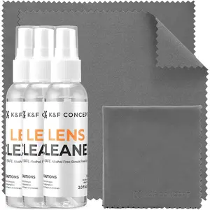 K&F CONCEPT Glasses Cleaning Kit with Microfibre Cleaning Cloth*3,60ML Glasses Cleaner*3 for Cleaning Camera Lenses, Glasses, Screens, Cell Phone, Eyeglasses, LCD TV Screens, Tablets