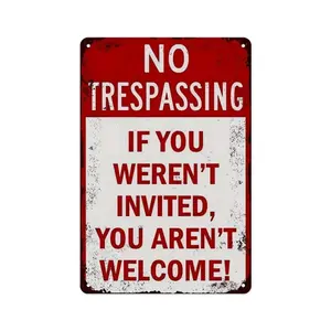Funny No Trespassing Metal Sign - Exclusive Durable Wall Decor for Indoor Outdoor