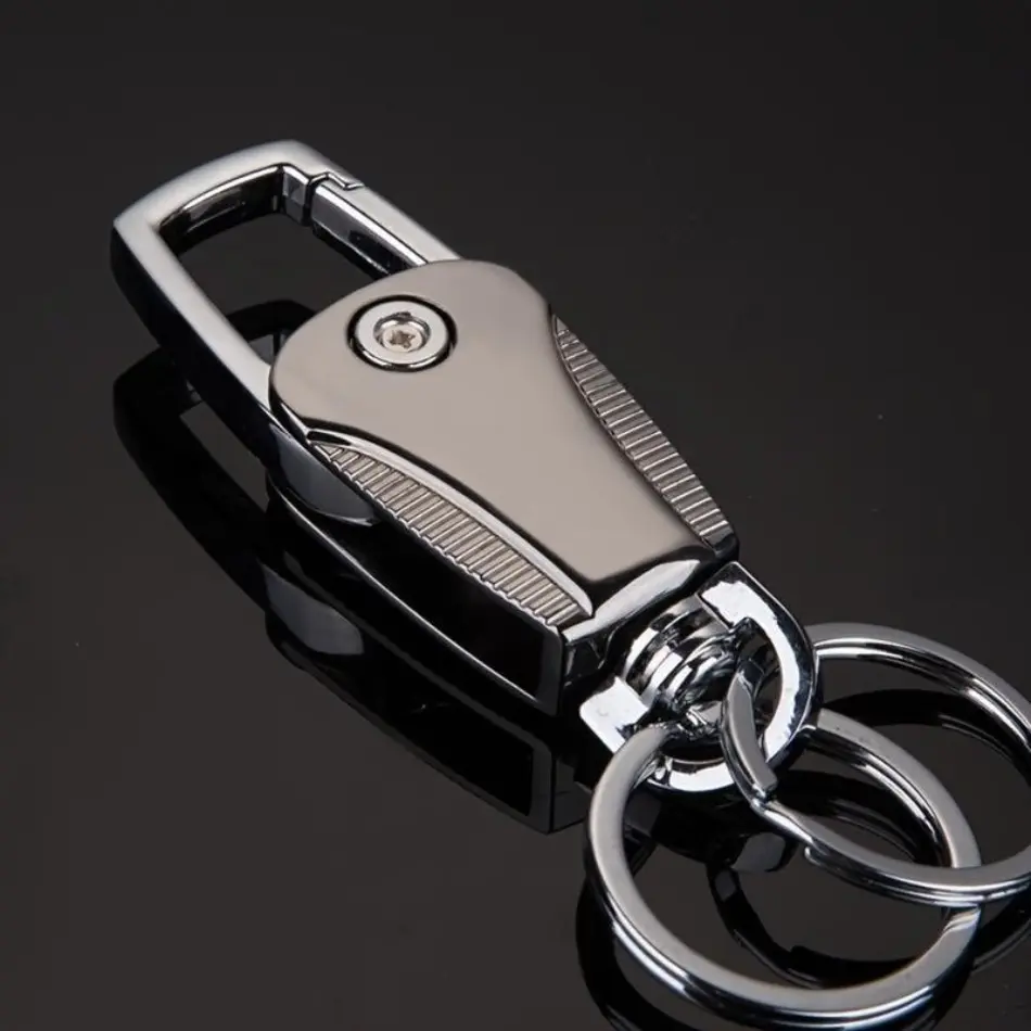 2026 Upgrade Unisex Collapsible Heavy Duty Fashion Carabiner Keychain - Aluminium Alloy 3D Metal Chain-Attached Clicker Clip Keychain for Car Keys, Durable Waist-Hanging Key Ring, Creative Car Accessory, Clicker Clip Keychains