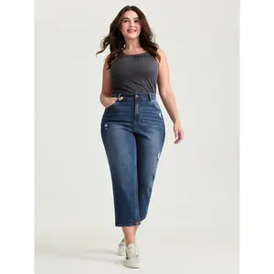 【Summer Turn-Up】BlOOMCHIC Plus Size No-Gap Waist Distressed Cropped Jeans [M-6X] 2026 Summer Pick for Mother's Day