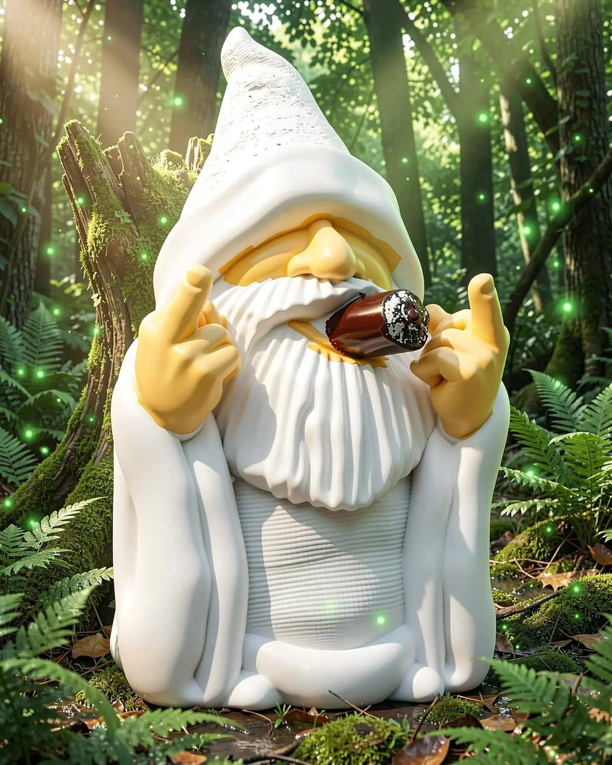 5.9" Smoking Wizard Garden Gnome Statue – Funny Middle Finger Dwarf Figurine for Outdoor Lawn, Patio, Yard & Home Decor – Hilarious Gag Gift & Quirky Holiday Ornament