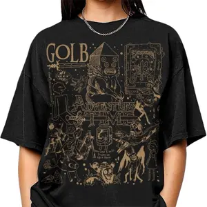 Vintage Adventure Time Graphic Tee, Sweatshirt, Gift For Women Top Womenswear Underwear Cotton Polyester Printed T-Shirt, Crewneck Short Sleeve Casual Fashionable Top Black