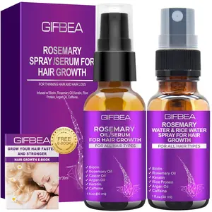 Rosemary Oil Hair Growth Serum W\/Rosemary Water & Rice Water Spray Hair Growth,Biotin Castor Oil Argan Oil Caffeine Keratin Reduce Hair Loss,Restore Dry Damaged Hair Regrowth Treatments for Women Men