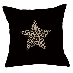 Leopard Print Star Pattern Cushion Cover, Cushion Slipcovers, Luxury Square Pillow Case for Living Room & Bedroom Decor, Sofa & Car Pillowcase, No Insert