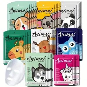 Cute Animal Face Mask Set of 8, Nourishing, Hydrating, Moisturizing and Moisture Essence Sheets, Suitable for All Skin Types, Travel Essential