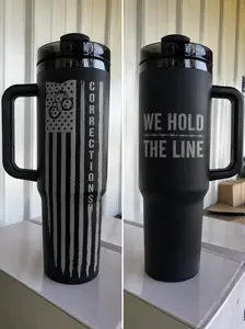 Corrections Officer 40oz Engraved Tumbler | We Hold The Line | Custom Laser Engraved Travel Mug