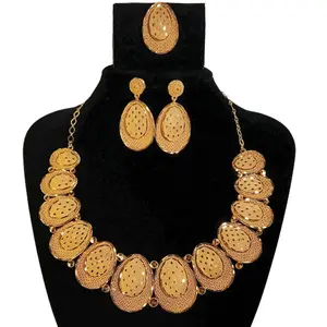 NEW Gold Jewelry (Elegant 4-Piece Set Perfect for Indian, African, and Arab Bridal/Special Occasions)