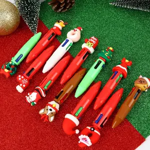 12 Style Christmas Pens Bulk, Multicolor 4 in 1 Christmas Pens, Mini Xmas Tree Wreath Stocking Ballpoint Pen, Stocking Stuffers Cute Winter Pen Bulk for Colleagues, Families, 12 count