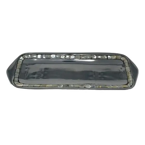 Metrotex Designs 14017 Home Use Rectangular Mother Of Pearl Tray - Attractive, Durable Aluminum Construction, 16.75x6x0.5h in.