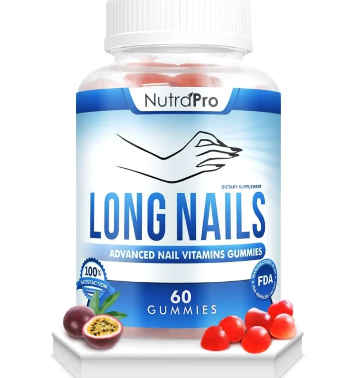 NutraPro Nail Growth Vitamins for Stronger Nail - No More Chipped Nails.Nail Strengthener and Growth Supplement Gummies – Grow Strong Long Nails with Biotin and Collagen Gummies.