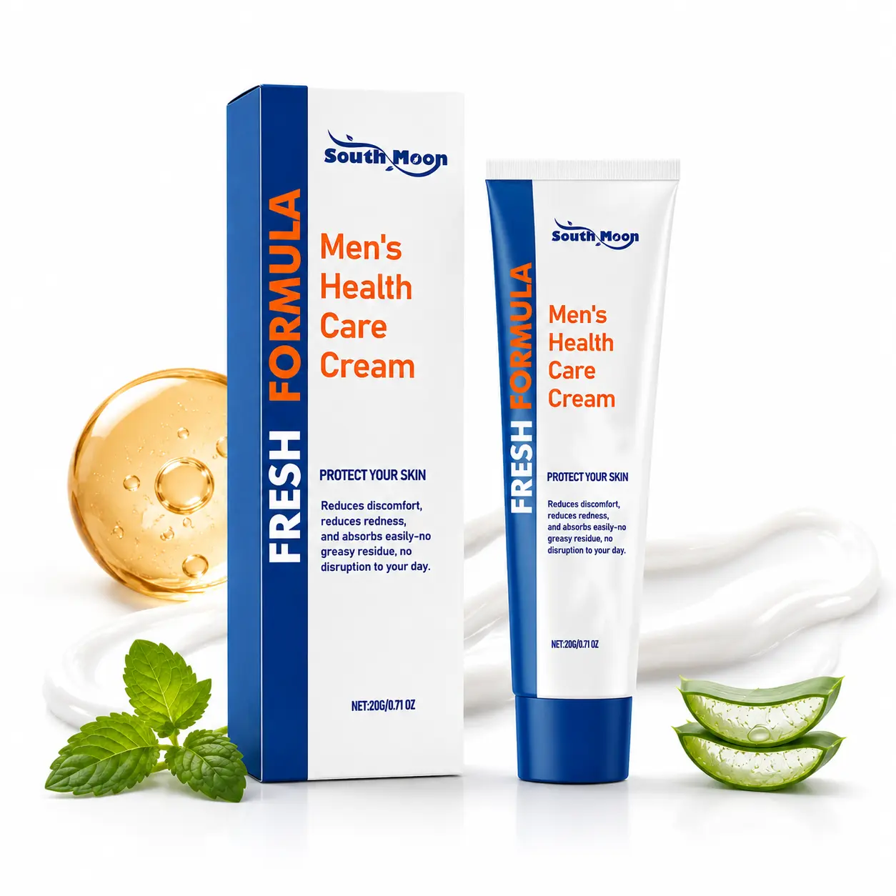 Men's Intimate Care Cream, Daily Skin Comfort Formula, Fast Absorbing Moisturizing Cream for Sensitive Areas, Non-Greasy Body Care