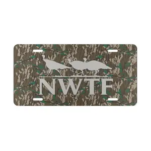 [ CAMO NATION ] Custom Camo Vanity Plate - NWTF Logo Turkey Hunter Car Accessory - Personalized Wild Turkey Hunting Tag - Outdoor Sportsman Truck Decor