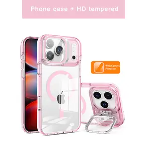 LensGuard Upgrade Window Stand  Magnetic  for iPhone 17 16 15 14 13 12 11 Series Case, [Fit for MagSafe],[Military-Grade Protection]  Slim Soft Edge Translucent Back Clear, Protective Transparent