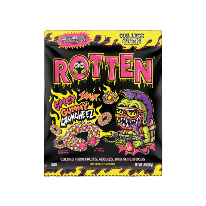 Low Sugar Rotten, Spicy, Sour Gummy Cruncheez Chewy Snack