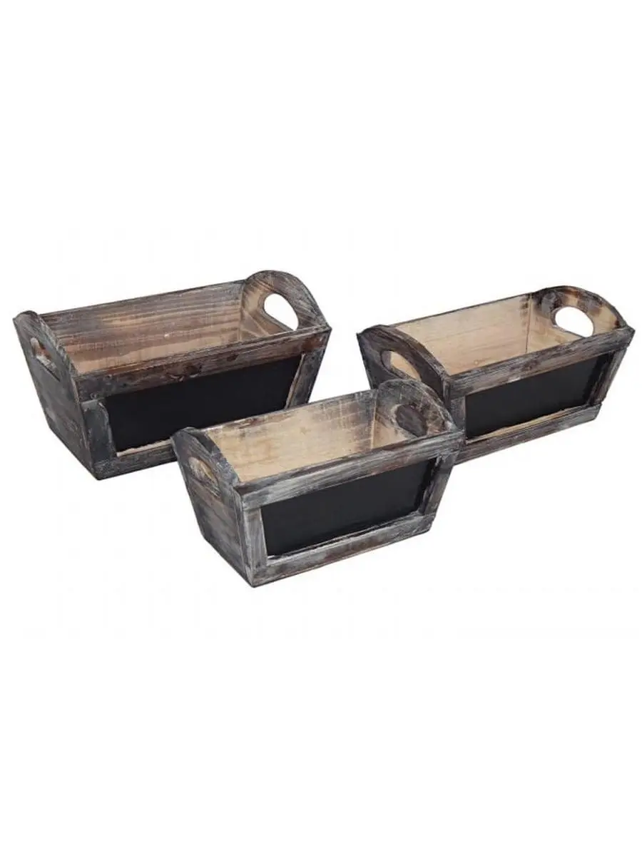 Cheung's FP-3684-3 Set of 3 Rectangular Garden Ledge Planter with Handle and Chalkboard