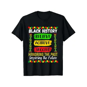 Black History Month Believe Achieve Succeed Melanin African T-Shirt, Ideal for Men & Women Outdoor Wear, Made of 100%, Available in Sizes S-XXXL Unisex Crew Neck T-Shirt - Soft And Airy Casual Tee - Great Present for Birthdays And Everyday Use