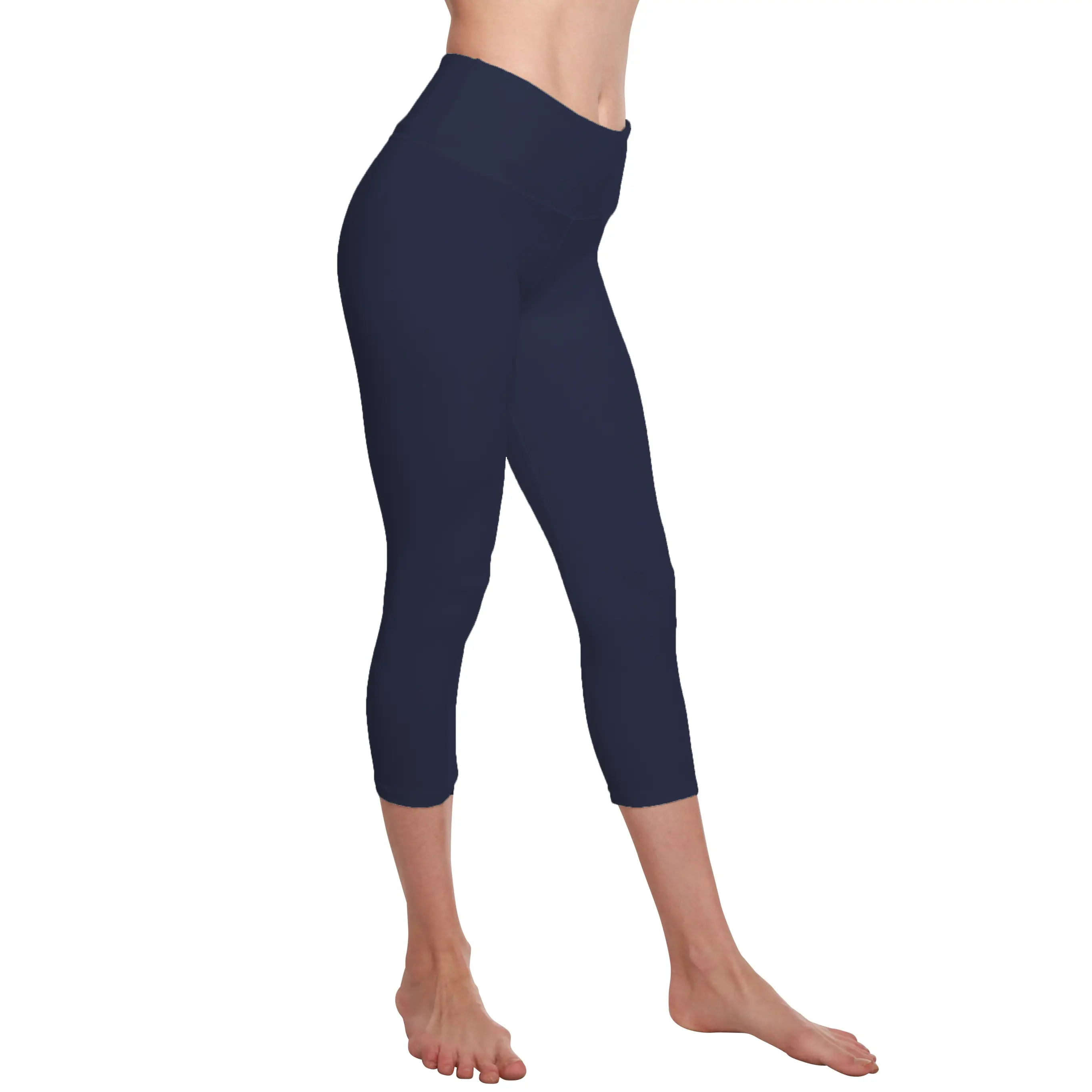 Cream Capri Leggings for Women - Plus Size Soft Mid-weight Bamboo Cotton Blend Yoga Pants, Stretch Jersey, Breathable & Anti-Odor, Plus Size Fashion, Active Wear, Bamboo Fiber, Stretch Fit, Capri Length, Anti-Odour