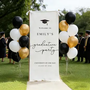 Graduation Party Welcome Fabric Sign, College Grad Photo Backdrop, High School Celebration Decoration